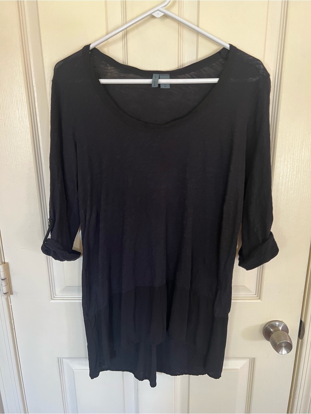 Left of Center Slub Knit Roll Tab Sleeve Tunic Medium